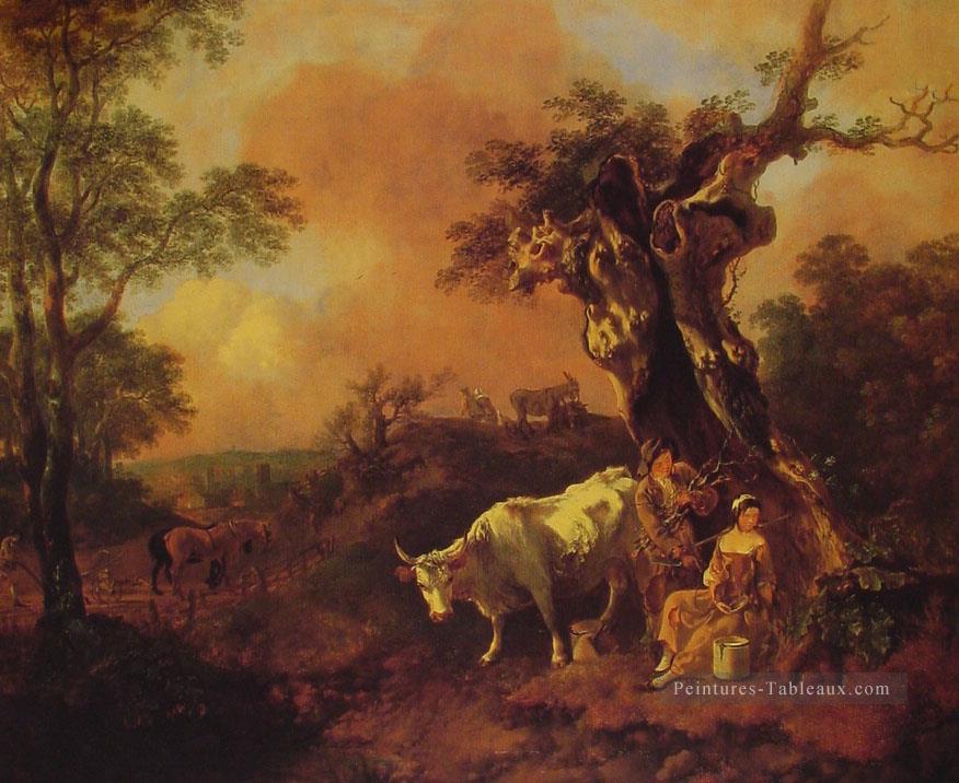 Paysage avec un bûcheron et une laitière Thomas Gainsborough Peintures à l'huile
